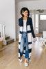 Navy & White Long Striped Cardigan