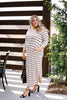 Oatmeal + Black Striped Maxi Dress