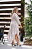 Oatmeal + Black Striped Maxi Dress