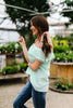 Penelope Pom Pom Off Shoulder Top In Mint