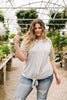 Raglan Stripes Tie Front Tee In Pale Yellow