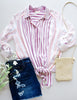 Risky Business Tie Front Blouse