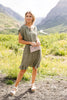 Ruffled Olive Swiss Dot Dress