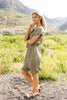 Ruffled Olive Swiss Dot Dress