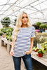 Sails To The Wind Top In Ivory & Blue