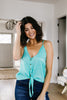 Silky Button-Down Tank In Aqua
