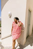 Spotted Rosette Dress In Red Coral