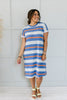 Sunny Day Striped T-Shirt Dress In Blue