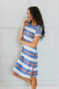 Sunny Day Striped T-Shirt Dress In Blue