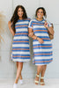 Sunny Day Striped T-Shirt Dress In Blue