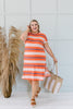 Sunny Day Striped T-Shirt Dress In Orange