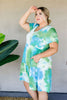 Tiered Tie Dye Dress In Turquoise & Green