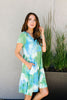 Tiered Tie Dye Dress In Turquoise & Green