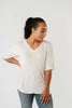 Top Stitch V-Neck In Off-White