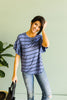 Twice As Nice Striped Top In Denim