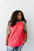 Waffle Knit Leopard Ladder Sleeve Top