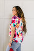 Watercolor Flowers Keyhole Top In Ivory